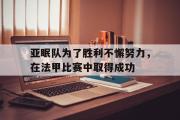 GOGO体育娱乐网页版-亚眠队为了胜利不懈努力，在法甲比赛中取得成功