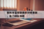 GOGO体育官方网址-西班牙篮球联赛积分榜更新，豪门球队领跑