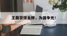 GOGO体育官方网址-王磊获得金牌，为国争光！
